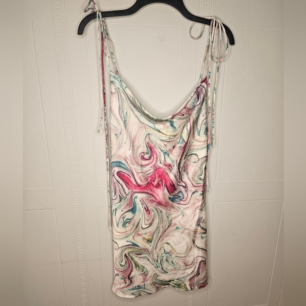 Princess Polly Cherish Mini Multi Swirl Tie Strap Cowl Neck Slip Dress Sz 2 NWT - Picture 7 of 16
